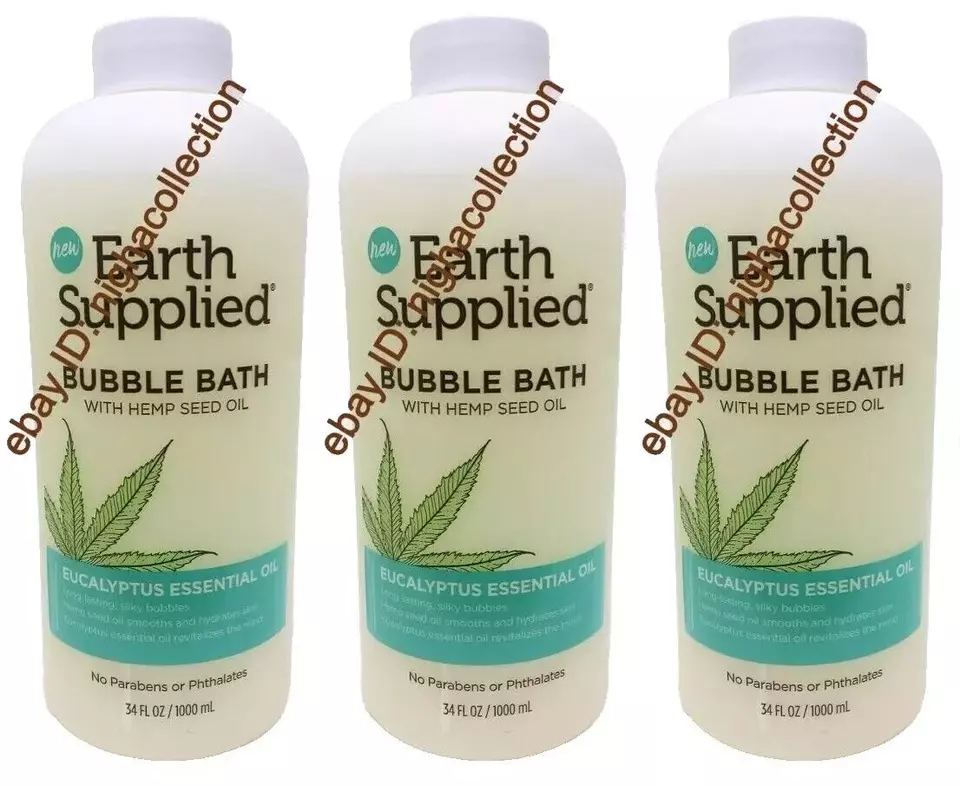 3 Bottles XEarthSupplied Bubble Bath w/ Hemp Seed Oil &amp; Eucalyptus Essen... - $39.59