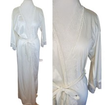 Vintage Cream Satin Bridal Nylon Robe Lace Trim Long USA M/L - £38.54 GBP