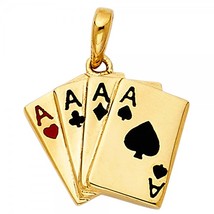 14K Yellow Gold Aces Poker Pendant - £162.74 GBP