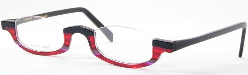 HERRMANN 915 75 BLACK /TRANSPARENT RED /VIOLET EYEGLASSES 41-15-145mm Ge... - $95.01
