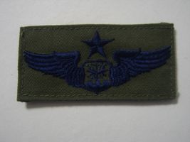 USAF SENIOR NAVIGATOR/COMBAT SYSTEMS INSIGNIA SUBDUED (BLUE ON OLIVE)  C... - $4.21