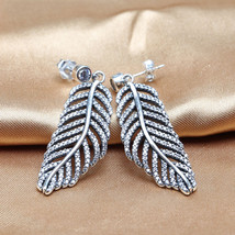 925 Sterling Silver Light as a Feather with Clear CZ Dangle Earrings - $21.66