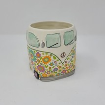 Volkswagen Bus Camper 14 oz Coffee Mug Cup Flowers Peace Sign Vibe Natur... - £15.81 GBP