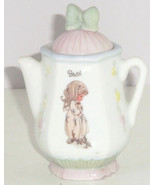 Precious Moments Basil Spice Jar Teapot Pink Lid Flowers 1995 New Vintage - £15.68 GBP