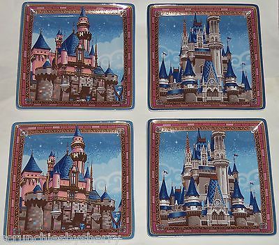 Disney Cinderella Castle Sleeping Beauty Plate Set Theme Parks Lot of 4 Plates - $119.95