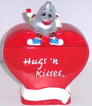 Hershey&#39;s Hugs Kisses Heart Red Candy Jar Valentines Day Gift  - £27.61 GBP