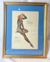 The Varga Girl Pin-up Calendar Girl February 1948 Framed &amp; Matted USA - £47.17 GBP