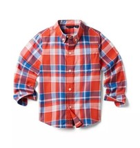 Janie And Jack Madras Plaid Button Up Shirt Boy Blue Orange Red Size 5 Ne W Tags - £22.59 GBP