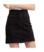 Free People Black Grey Femme Lace-Up Denim Skirt Size 4 - €19,36 EUR