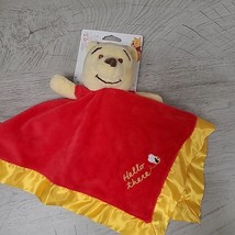 Disney Baby Winnie Pooh Security Blanket Lovey Hello There Bee Yellow Satin 14&quot; - £10.63 GBP