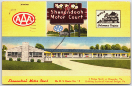 Virginia Roanoke Shenandoah Motor Court Tichnor roadside linen Postcard - £5.97 GBP