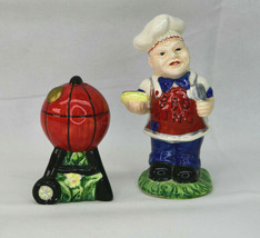 Vintage BBQ King Chef and Grill Salt And Pepper Shakers  - £10.23 GBP