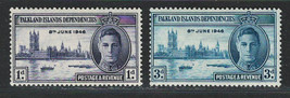 Falkland Islands Dependencies 1945-46 Vf Mh Stamps Scott # 1L9-1L10 Peace Issue - £1.45 GBP