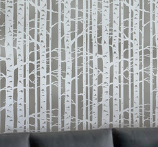 Wall Stencil Birch Forest, DIY allover stencil pattern not wallpaper - $64.95