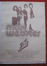 MAX WEBSTER Plus ZON Eastern CANADA Tour 1978 Rare POSTER Kim Mitchell 4... - £62.61 GBP