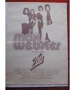 MAX WEBSTER Plus ZON Eastern CANADA Tour 1978 Rare POSTER Kim Mitchell 4... - $109.65 CAD