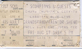 SCORPIONS RARE 1984 Ticket Stub CNE GRANDSTAND Toronto - £11.55 GBP
