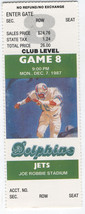 Miami Dolphins Nfl New York Jets 1987 Ticket Stub - £10.35 GBP