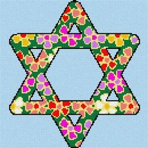 Pepita Needlepoint kit: Star of David Floral, 10&quot; x 10&quot; - £62.13 GBP+