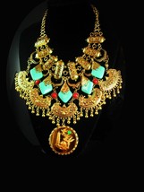 Statement Bib Necklace Exotic oriental collar Necklace Gypsy necklace turquoise  - £231.97 GBP