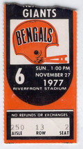 New York Giants 1977 Ticket Stub Vs Cincinnati Bengals Riverfront Std 30-12 Cinc - £23.30 GBP