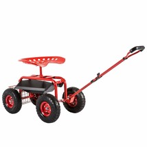 Red Outdoor Garden Swivel Seat Rolling Weeding Chair Wheels Planting Yar... - $342.99