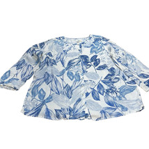 C&amp;C California Blue White Button Up Shirt Roll Tab Sleeve Women&#39;s 1X - $16.20