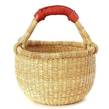 Natural Baby Bolga Basket with Leather Wrapped Handles - $21.78