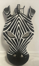 Wooden African Zebra Wall Hang Mask, 11.26” Tall, 5.5” Wide Hand Carved. Plaque - £9.32 GBP