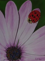 Ladybug Oil Painting, Original Oil Painting, Ladybug, Flower &quot;Sitting Lady&quot; - £79.68 GBP