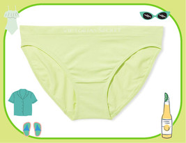 L  Soft Lime Pear Chartreuse Green LOGO Seamless Victorias Secret Bikini Pantie - £8.75 GBP