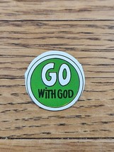 Postal Seal &quot;Go with God&quot; Used Cutout Vintage Green Circular - $37.28 MXN