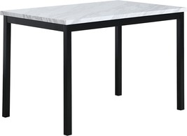 Roundhill Furniture Noyes Metal Dining Table With Laminated Faux Marble, White - £123.85 GBP