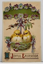 Joyful Easter Embossed Chicks in Basket Morgan Minnesota Postcard G11 - £3.15 GBP