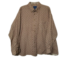 Towncraft Collared Button Up Shirt ~ Sz XXL ~ Leaves ~ Burgundy &amp; Beige - £10.54 GBP