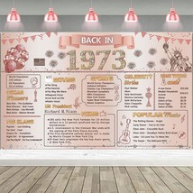 Rose Gold Back In 1973 Banner, Happy 50Th Birthday Party Decorations 50 Year Old - £15.74 GBP
