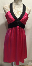 Betsey Johnson 100% Silk Fuchia Black Party Holiday Formal Sleeveless Dress Sz 8 - £23.50 GBP