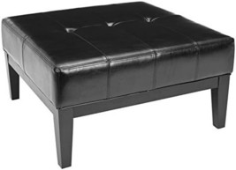 Black Leather Cocktail Ottoman From The Safavieh Hudson Collection Named - £180.02 GBP