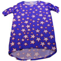 Lula Roe Shirt Womens Xxs Patriotic Oversized Stars Red White Blue Usa Nwt - £16.38 GBP