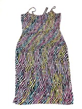 Absolutely Love It Spaghetti Strap Bodycon Dress Neon Animal Stripe Size S - £5.48 GBP