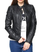 Women&#39;s Genuine Lambskin Real Leather Jacket Slim fit Biker Jacket For W... - £92.83 GBP