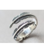 Adjustable Feather Ring Size Sterling Silver Rings For Women Gift Jewelr... - £11.30 GBP