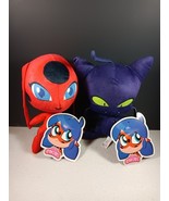 Miraculous Ladybug Zag Chibis Stuffed Set of 2 Cartoon Plagg &amp; Tikki Noi... - $462.74 MXN