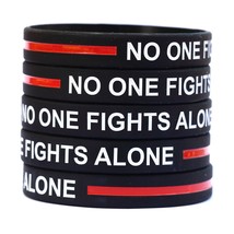 100 Thin RED Line No One Fights Alone Wristband Bracelet for Fire Fighte... - £38.68 GBP