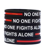 100 Thin RED Line No One Fights Alone Wristband Bracelet for Fire Fighte... - £39.29 GBP