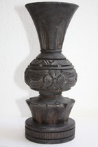 Antique Hand Crafted Wooden Vase Candlestick Candle Holder Home Bar Decoration - $62.85