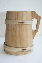 Wooden Tea Cup Wood Beer Mug Handmade Barrel Juice Milk Water Vintage Ru... - £37.60 GBP