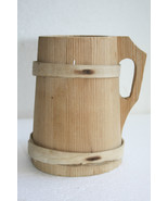 Wooden Tea Cup Wood Beer Mug Handmade Barrel Juice Milk Water Vintage Ru... - £35.59 GBP