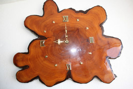 Vintage Marvelous Natural Wood Wall Hanging Clock Working Rare 19&quot; Unique - £88.40 GBP