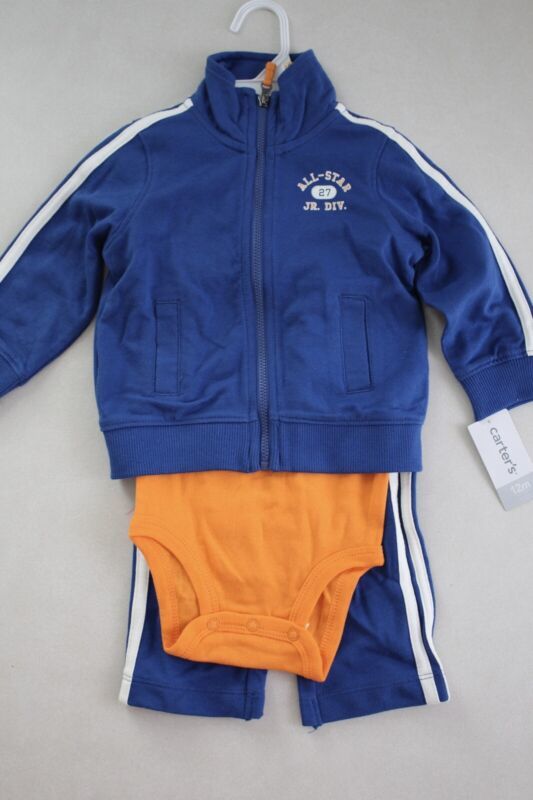Primary image for CARTER'S Boy's 3 Piece Sport Jacket, Shirt & Pants Set Outfit size 12M New 